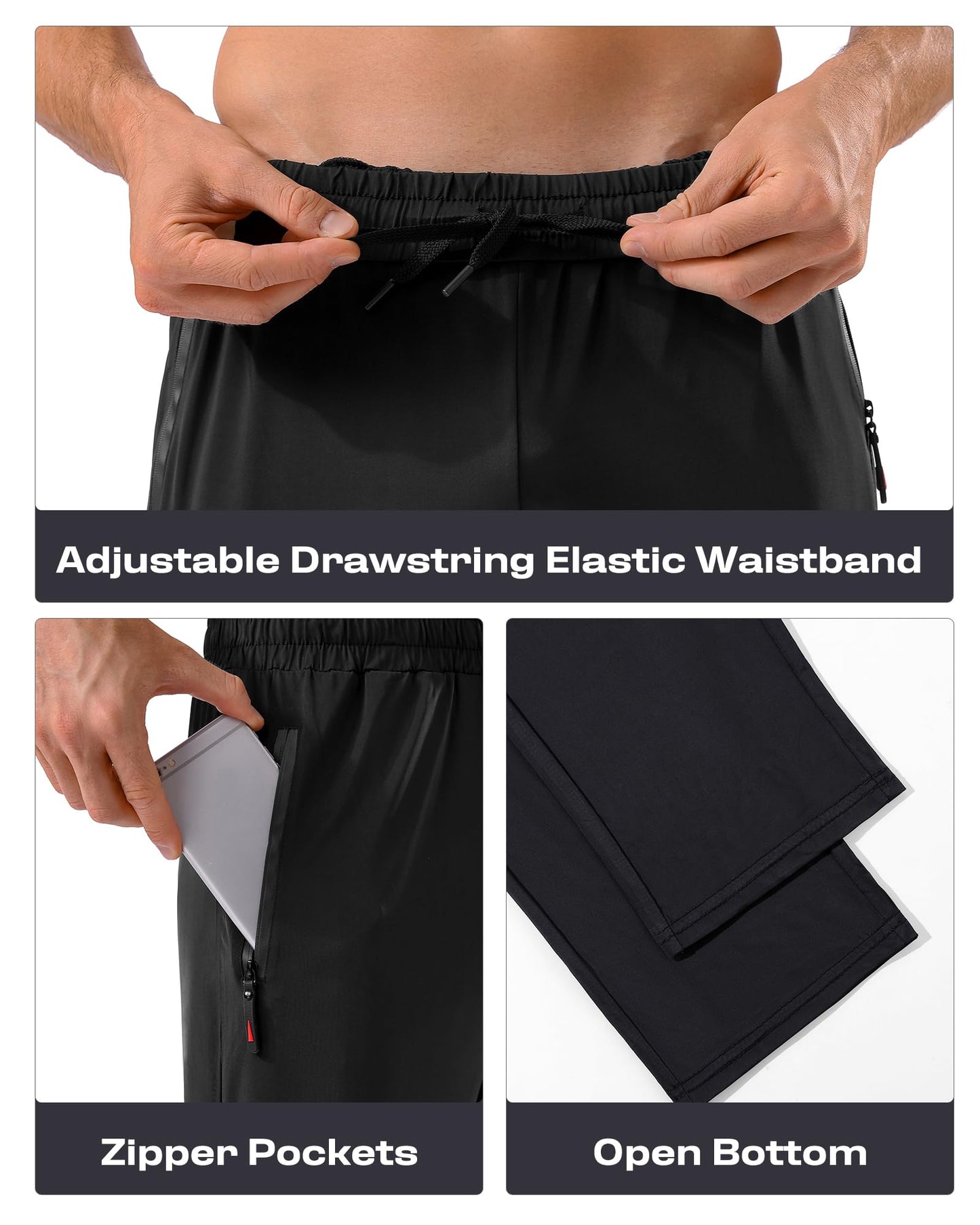 5 Pack Mens Sweatpants with Zipper Pockets Stretch Lightweight Athletic Track Pants for Men Joggers Running Workout Gym