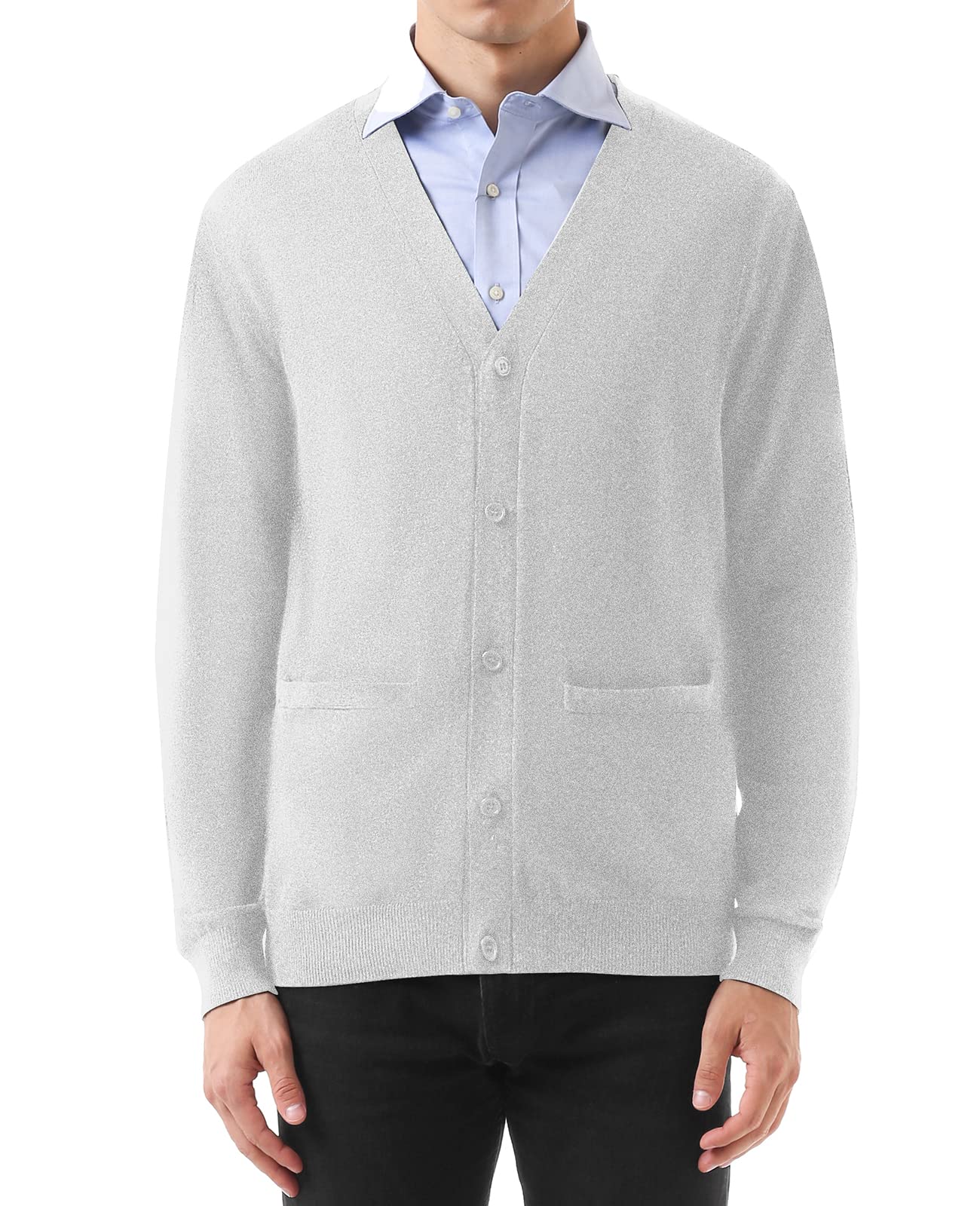 QUALFORT Men's 100% Cotton Cardigan Sweater Casual V-Neck Button Down Knitted Outerwear with Pockets Fall Fashion 2025