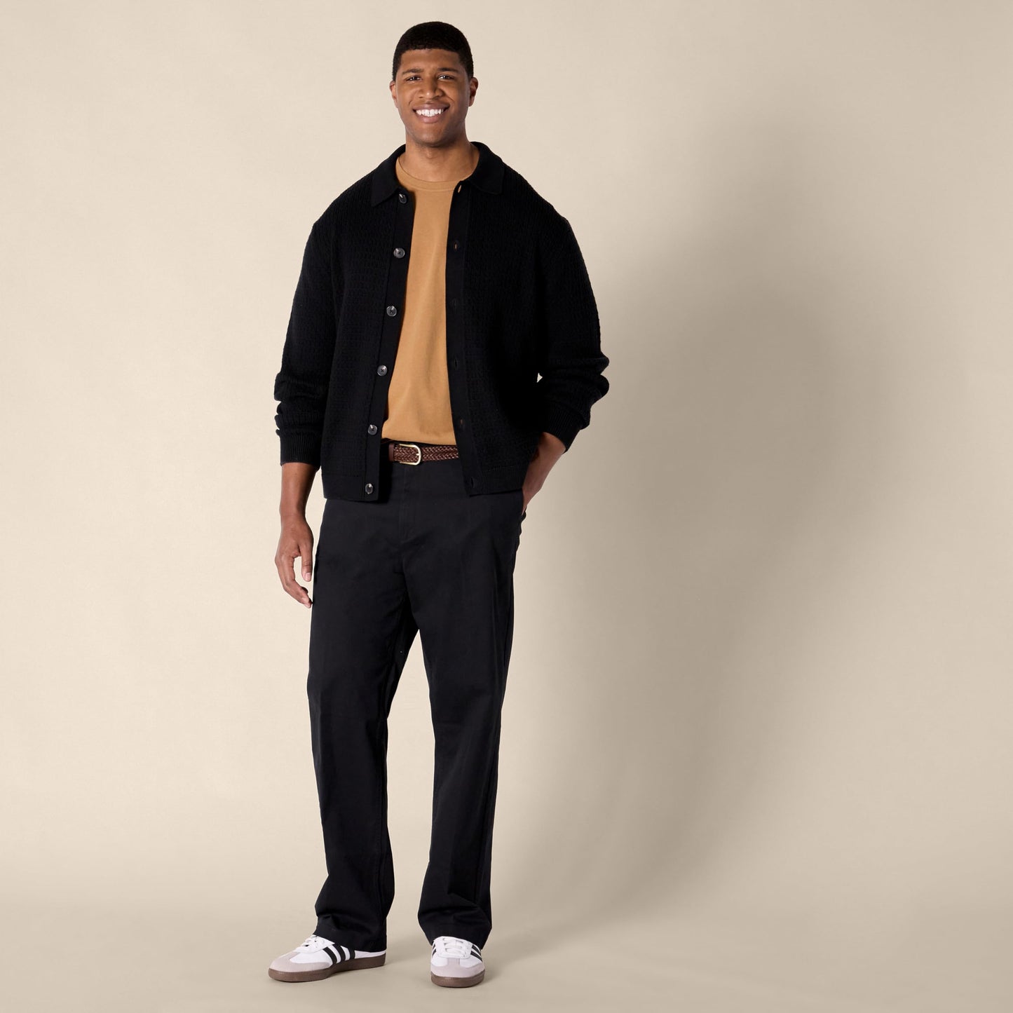 Amazon Essentials Men's Relaxed-Fit Collared Cardigan Sweater