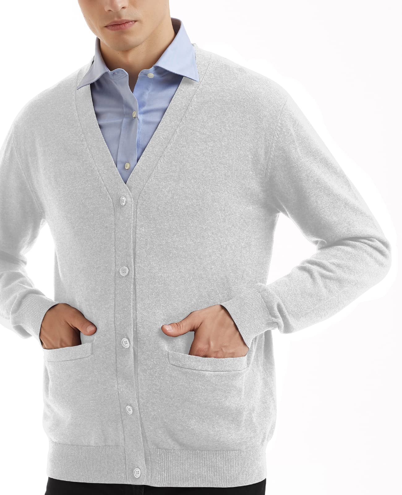 QUALFORT Men's 100% Cotton Cardigan Sweater Casual V-Neck Button Down Knitted Outerwear with Pockets Fall Fashion 2025