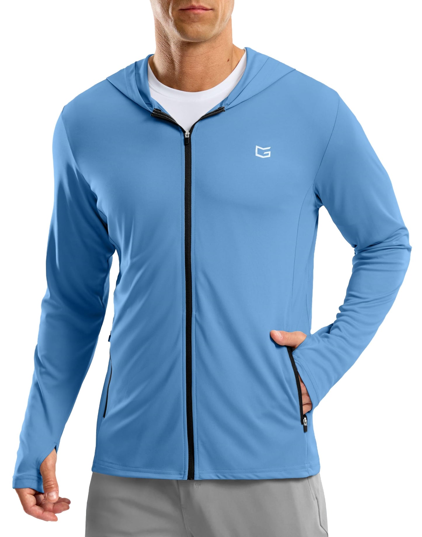 G Gradual Men's UPF 50+ Sun Protection Hoodie Jacket Lightweight Full Zip Hoodies Long Sleeve Shirts for Men Hiking Fishing