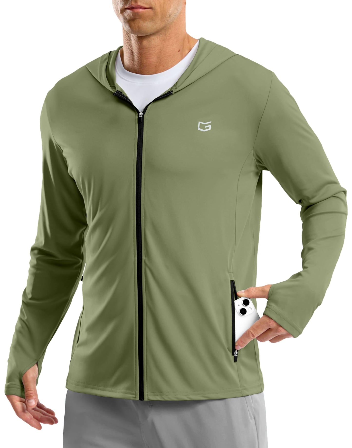 G Gradual Men's UPF 50+ Sun Protection Hoodie Jacket Lightweight Full Zip Hoodies Long Sleeve Shirts for Men Hiking Fishing