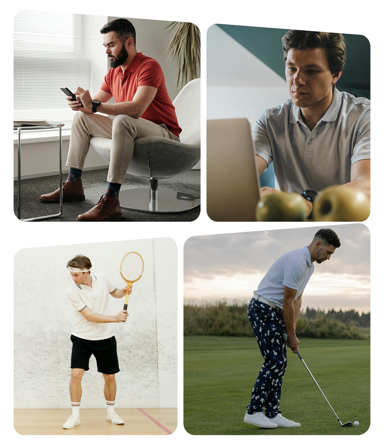 BAMBOO COOL Men's Polo Shirts Slim Fit Moisture Wicking Golf Shirts Performance Short Sleeve for Men