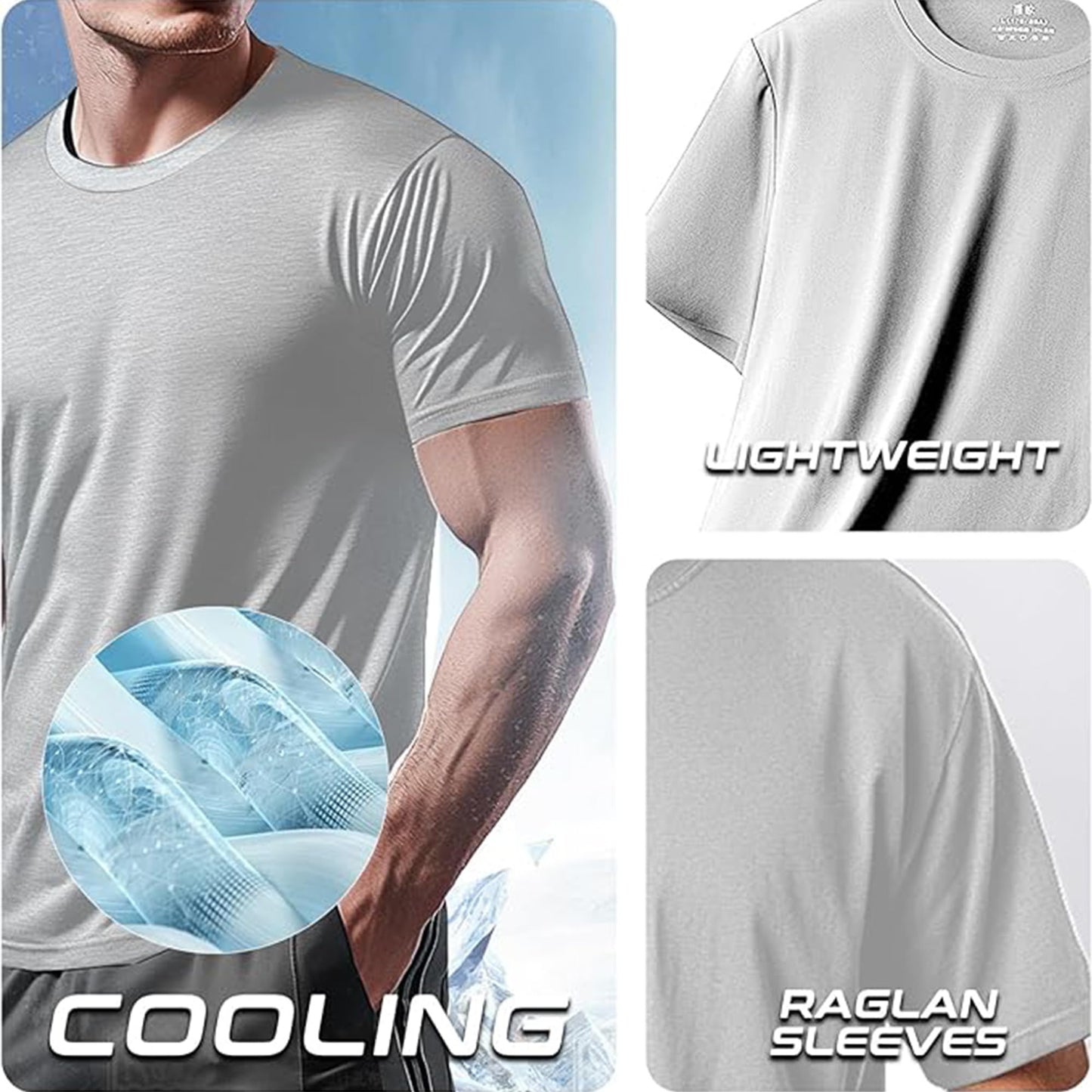 Men's Cooling Workout Shirts Bamboo Viscose Anti Odor Moisture Wicking Athletic Short Sleeve Lightweight Loose Gym Tee