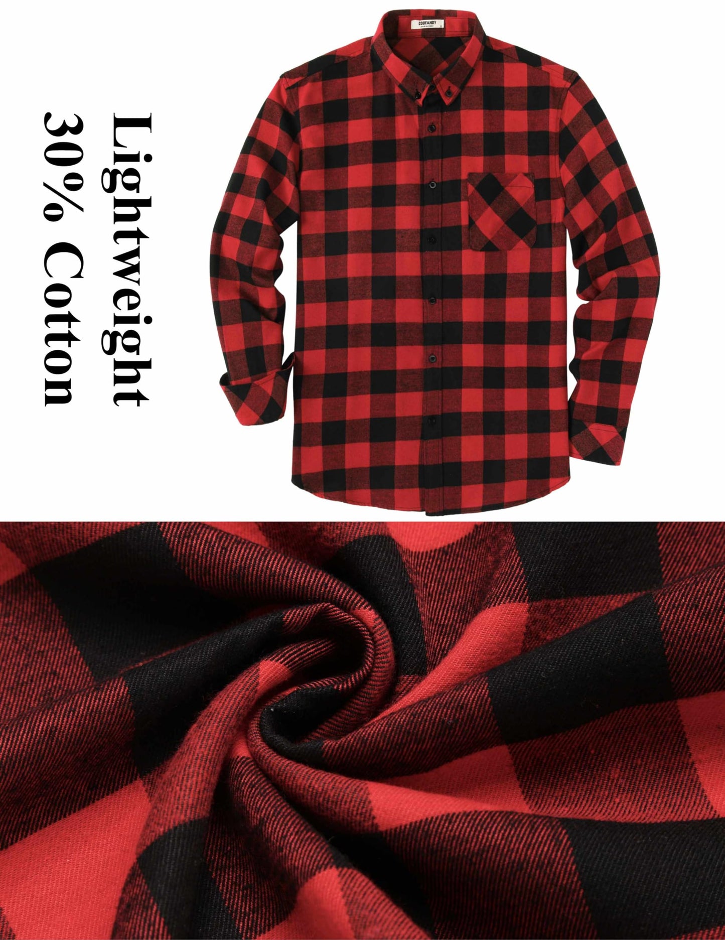 COOFANDY Mens Flannel Shirts Long Sleeve Plaid Button Down Shirt Casual Cotton Shirt with Pocket