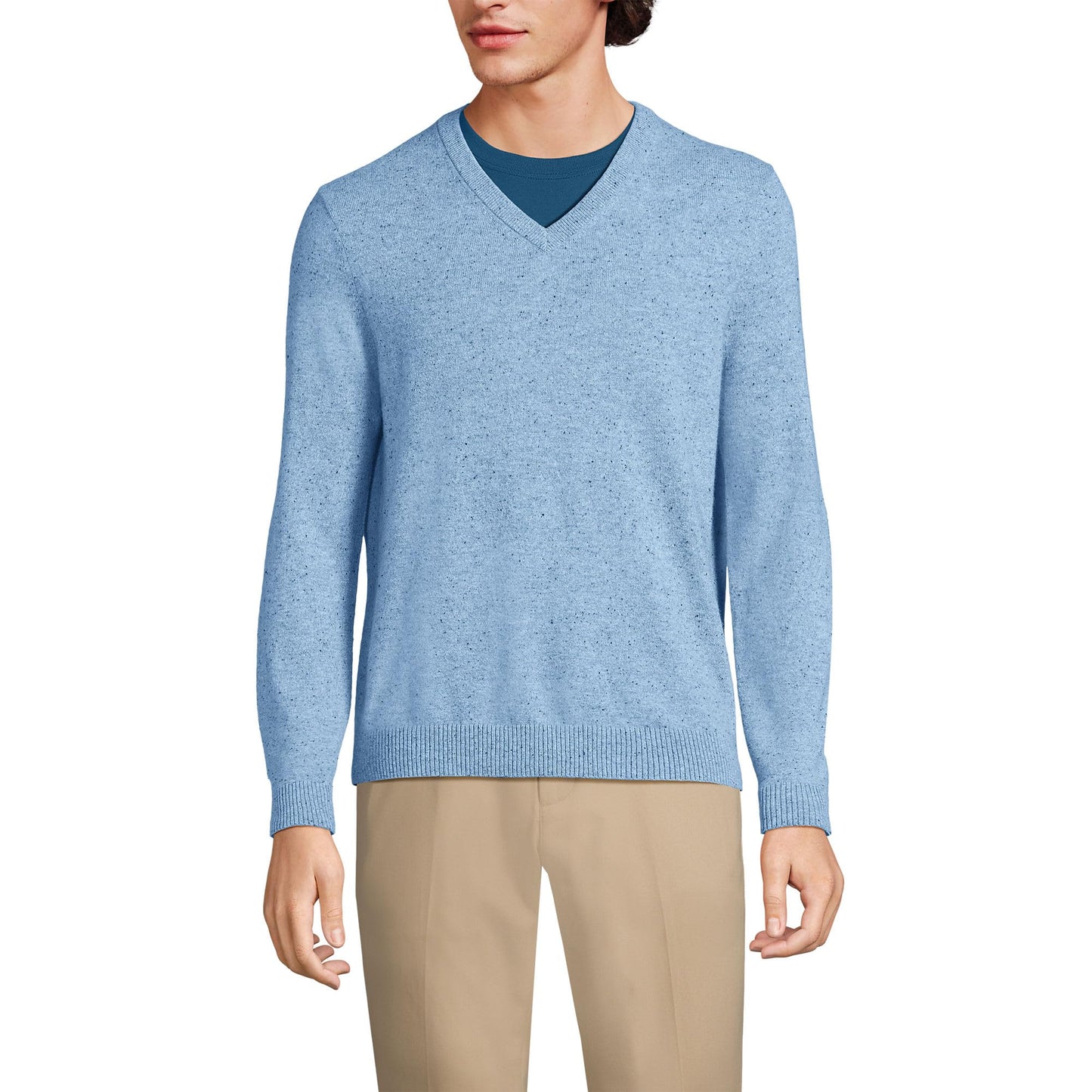 Lands' End Men's Fine Gauge Cashmere V-Neck Sweater