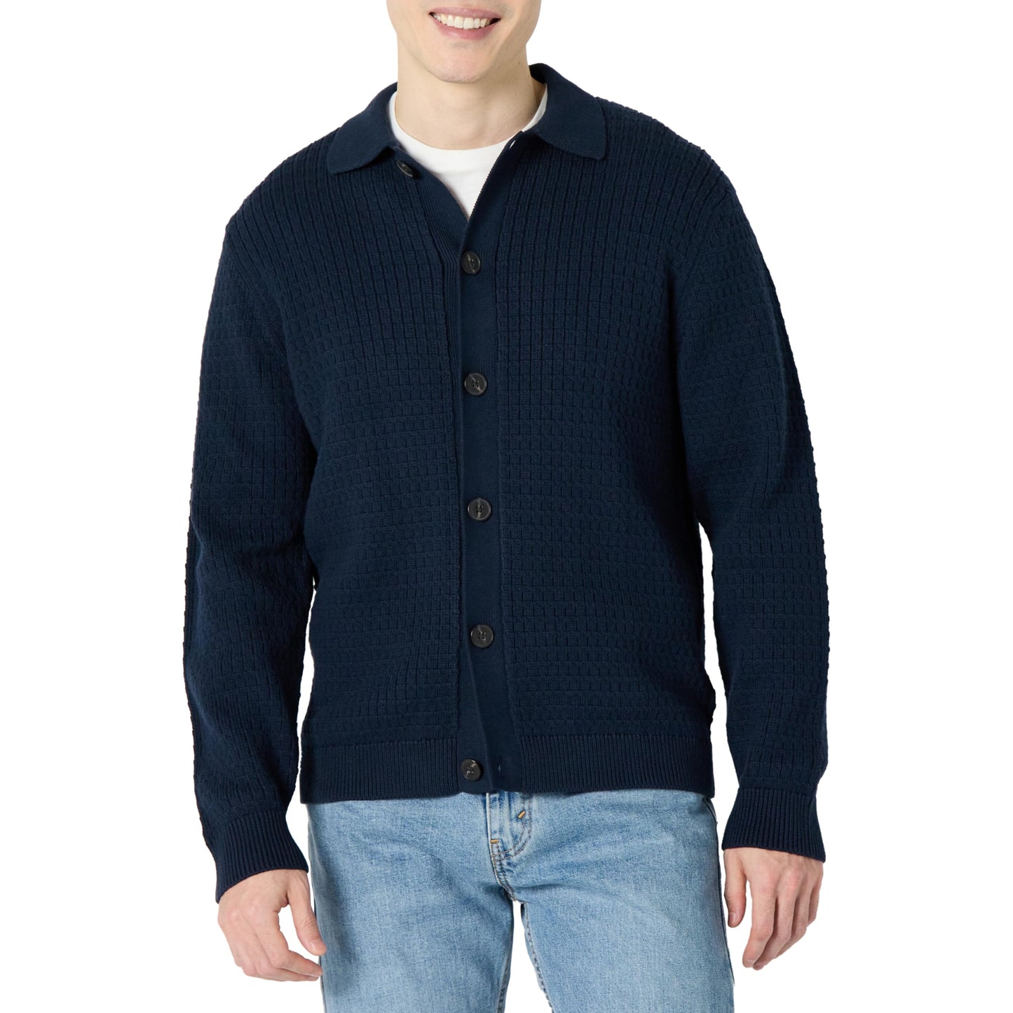 Amazon Essentials Men's Relaxed-Fit Collared Cardigan Sweater