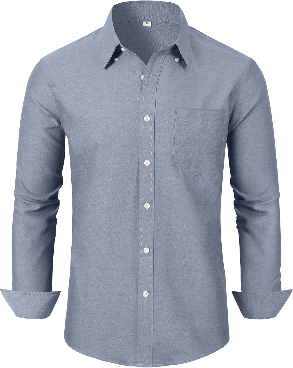 Grade 3.5 Wrinkle-Resistant Men's Lightweight Oxford Dress Shirts Long Sleeve Business Casual Pocket Shirt