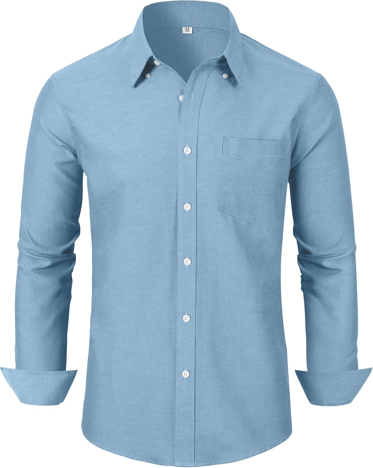 Grade 3.5 Wrinkle-Resistant Men's Lightweight Oxford Dress Shirts Long Sleeve Business Casual Pocket Shirt