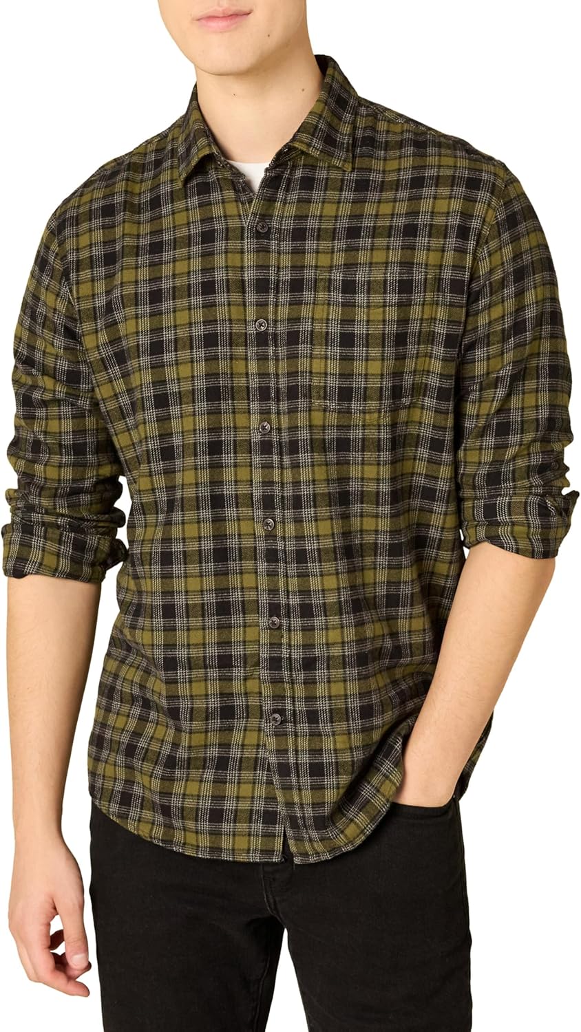 Amazon Essentials Men's Long-Sleeve Flannel Shirt (Available in Big & Tall)