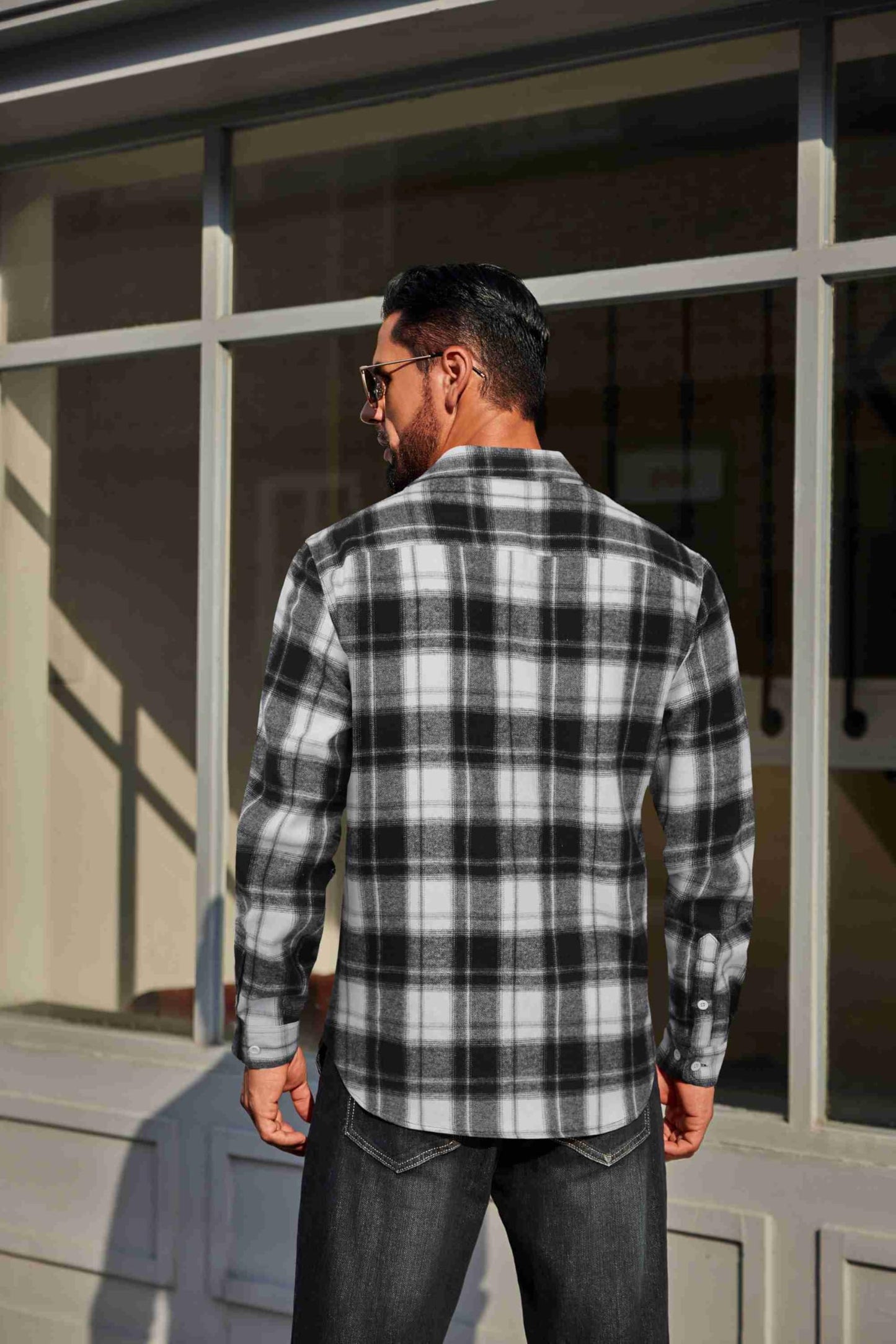 COOFANDY Mens Flannel Plaid Shirts Long Sleeve Casual Button Down Cotton Shirt with Pocket