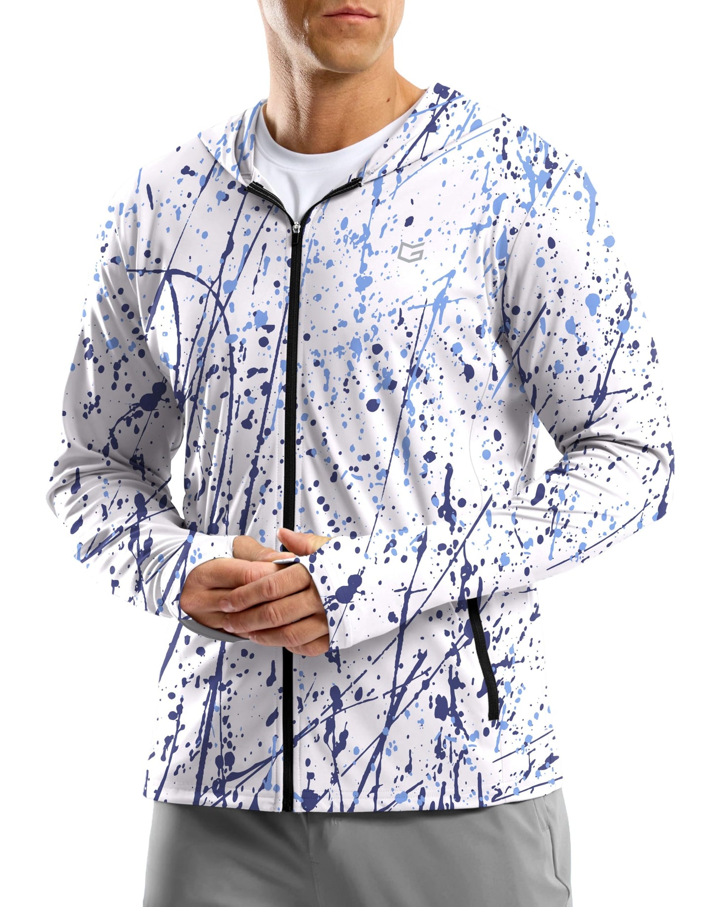 G Gradual Men's UPF 50+ Sun Protection Hoodie Jacket Lightweight Full Zip Hoodies Long Sleeve Shirts for Men Hiking Fishing