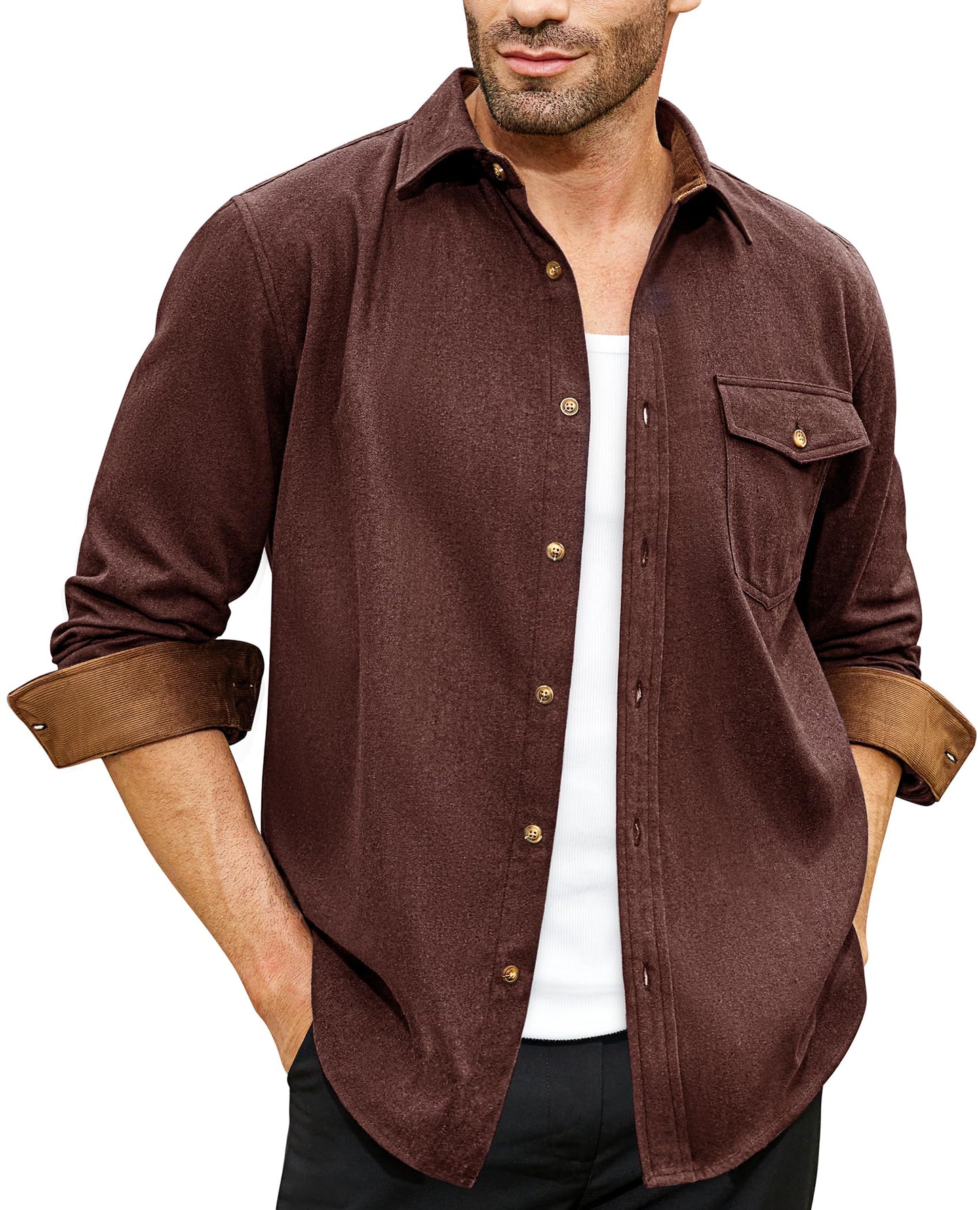 Flannel Shirt for Men Long Sleeve Mens Dress Shirts Cotton Casual Button Down Shirt Big Work Shacket Jackets