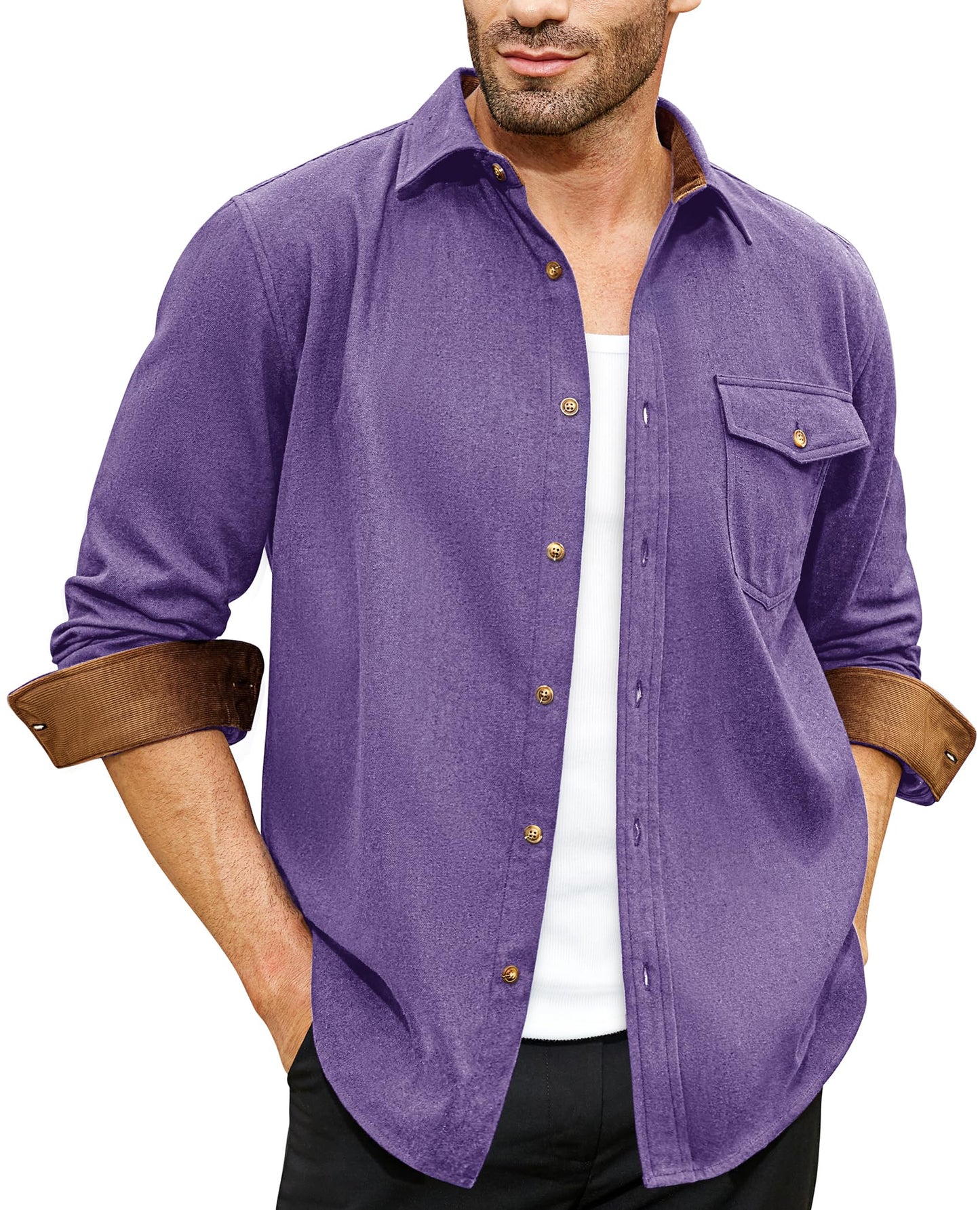 Flannel Shirt for Men Long Sleeve Mens Dress Shirts Cotton Casual Button Down Shirt Big Work Shacket Jackets