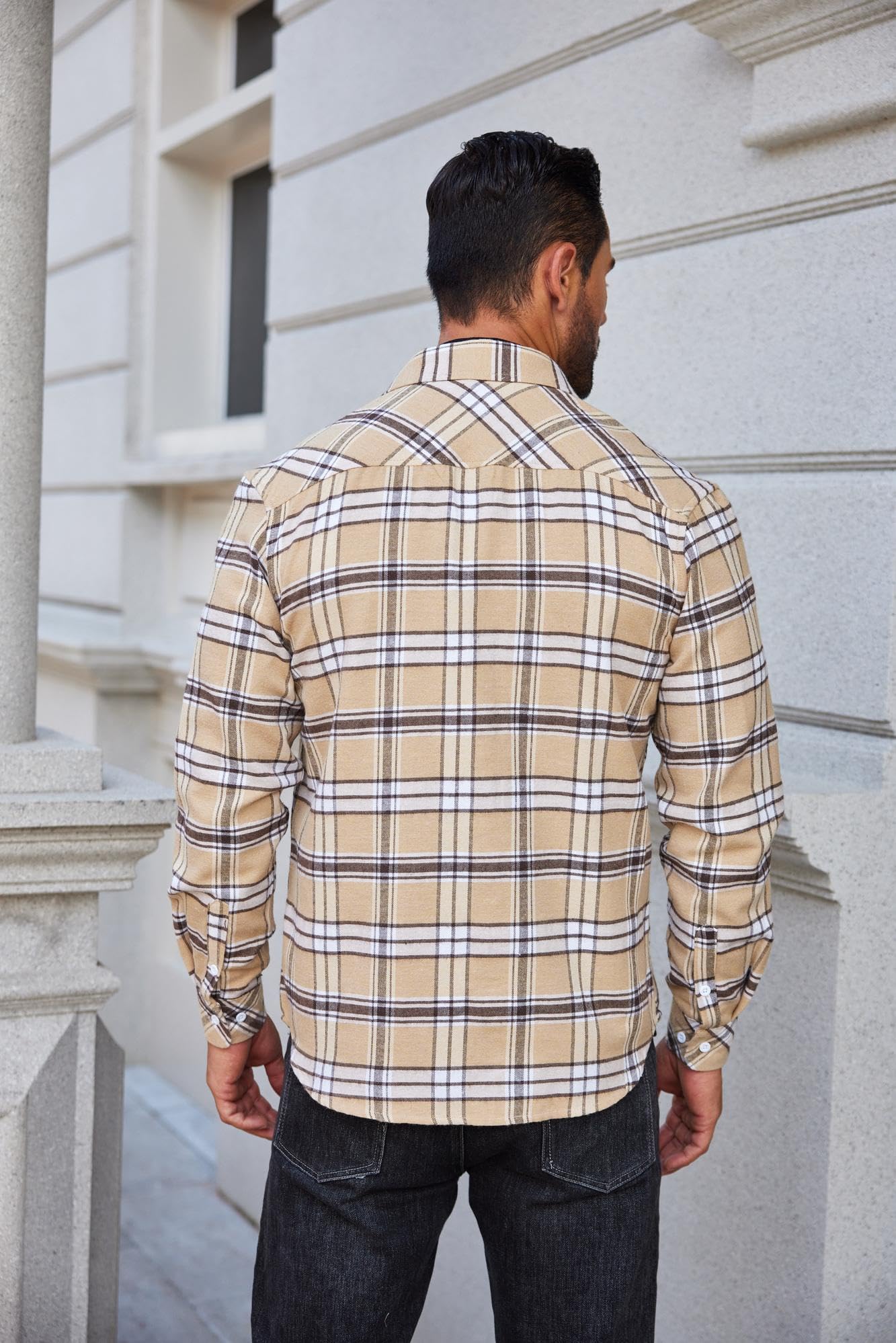 COOFANDY Mens Flannel Shirts Long Sleeve Plaid Button Down Shirt Casual Cotton Shirt with Pocket
