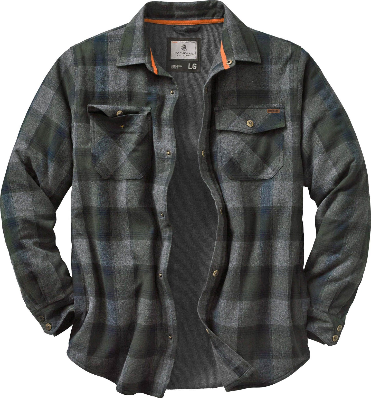 Legendary Whitetails Men's Thermal Lined Shirt Jacket Plaid Flannel Polyfill Insulated
