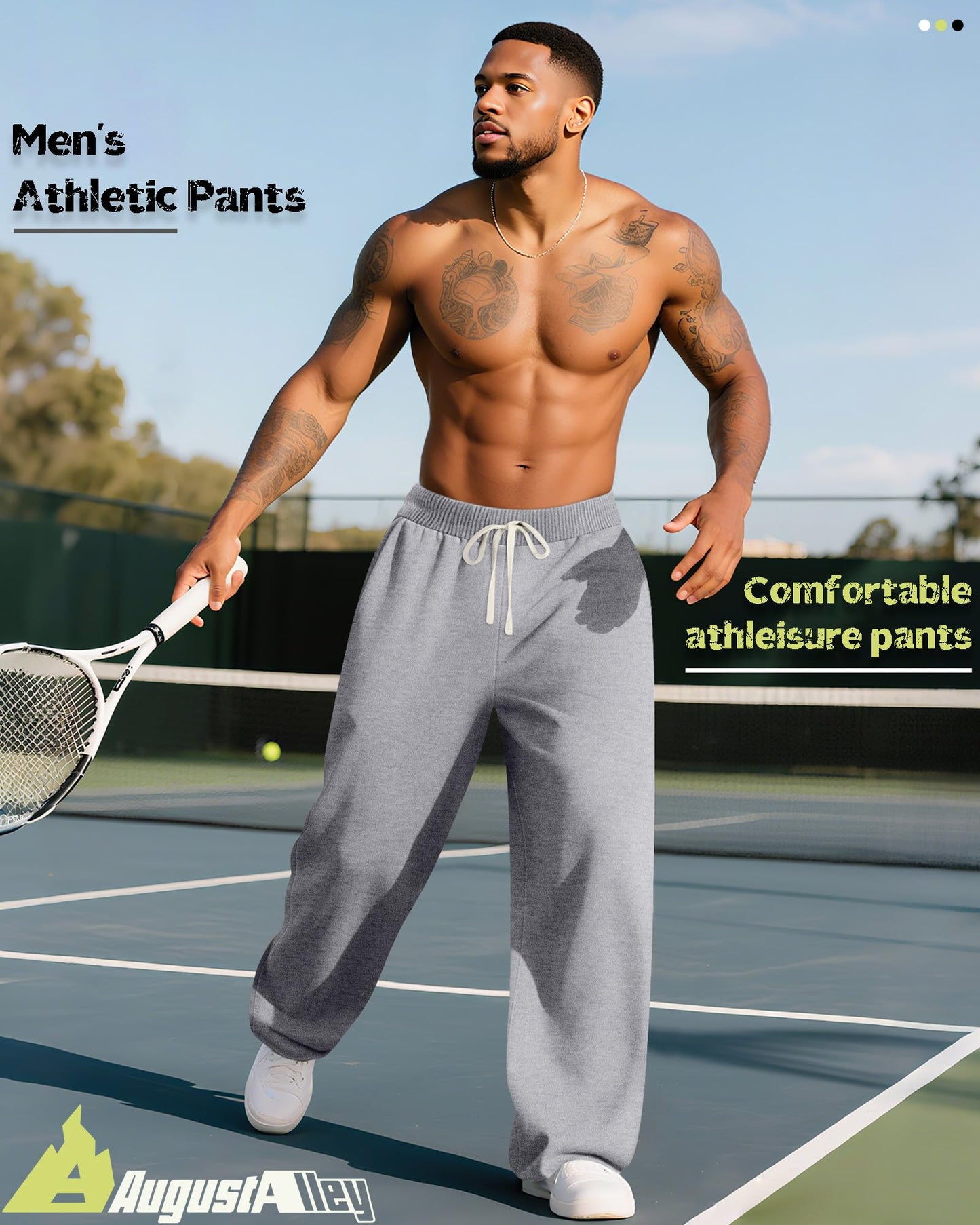 3 Pack Big and Tall Men's Sweatpants Open Bottom Athletic Pants Drawstring Elastic Waist with Pockets