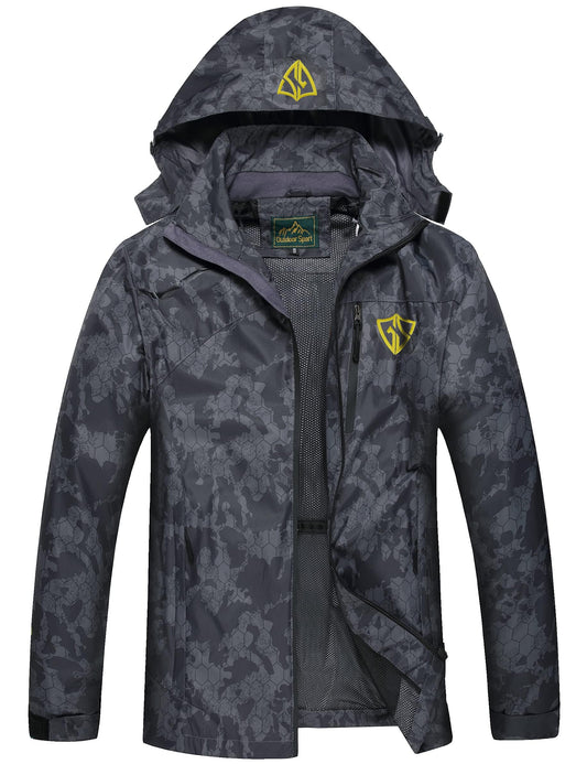 GIISAM Mens Windproof Jacket Waterproof Lightweight Mountain Sport Jacket for Men Hooded Windbreaker Raincoat