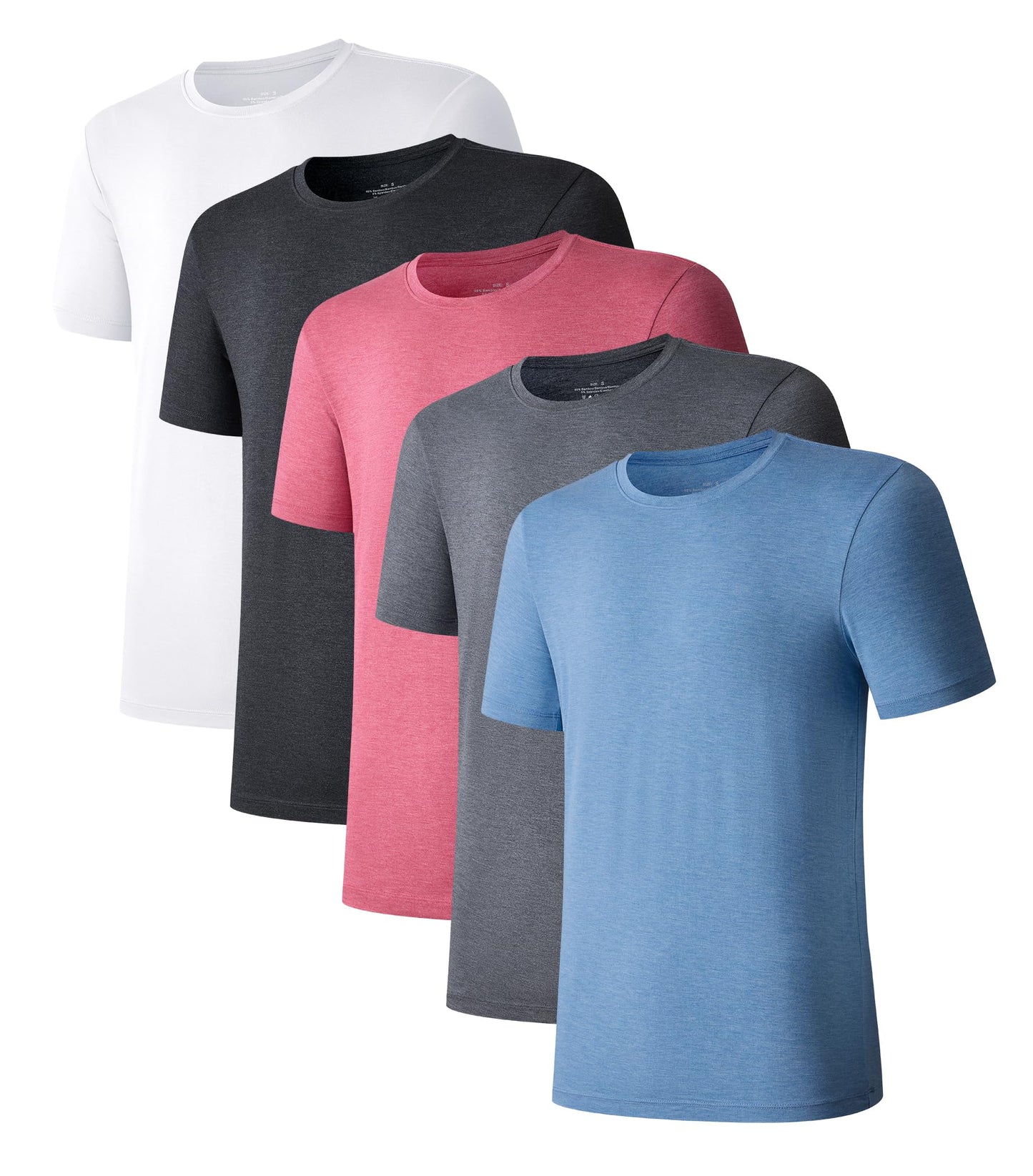 COLORFULLEAF Men's Undershirts Bamboo Rayon Short Sleeve Crewneck/V-Neck Tees Slim-fit T-Shirts 3 or 5 Pack