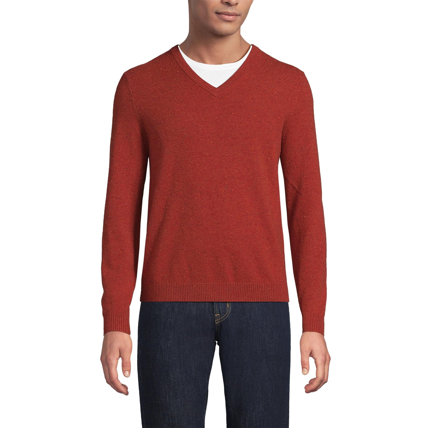 Lands' End Men's Fine Gauge Cashmere V-Neck Sweater