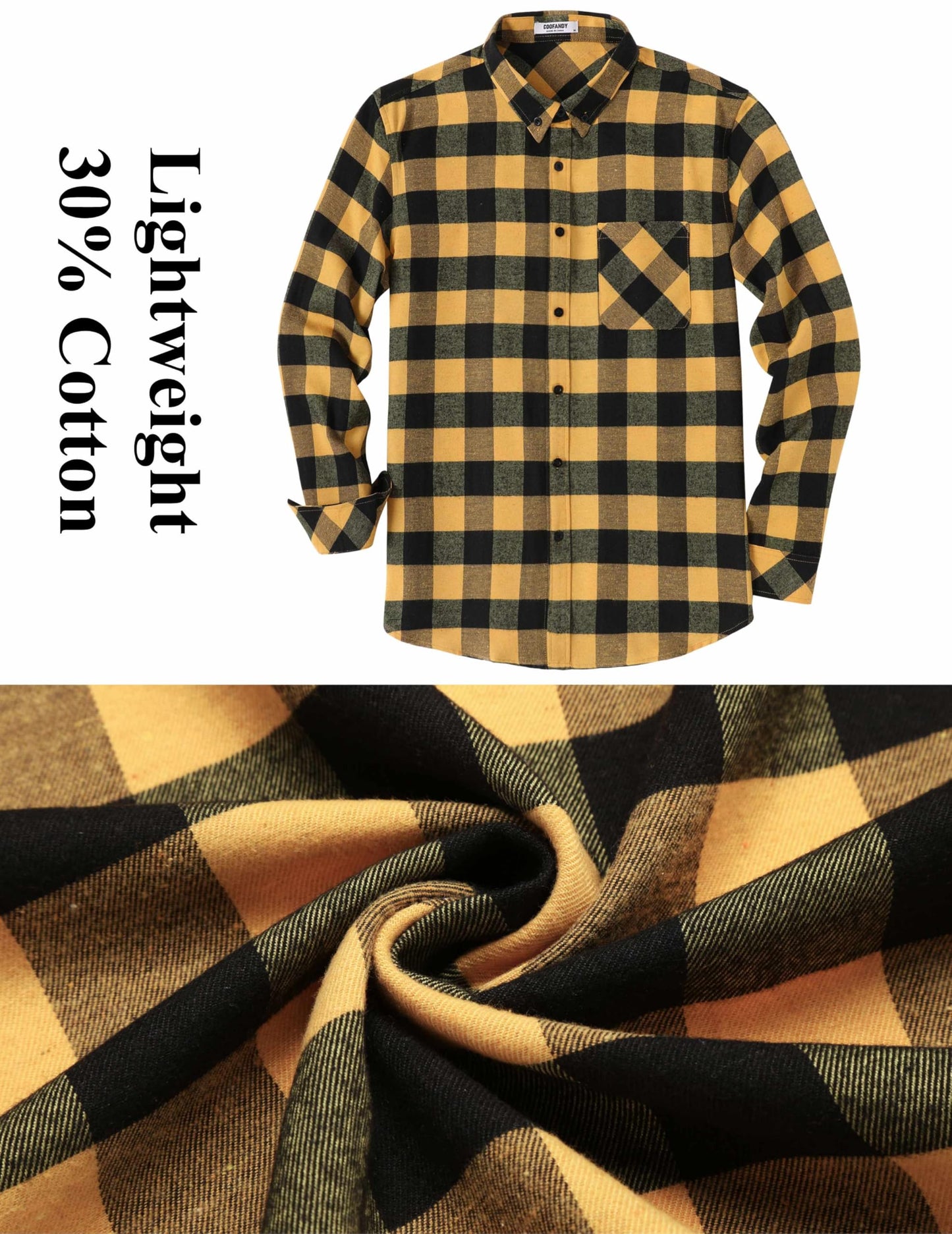 COOFANDY Mens Flannel Shirts Long Sleeve Plaid Button Down Shirt Casual Cotton Shirt with Pocket