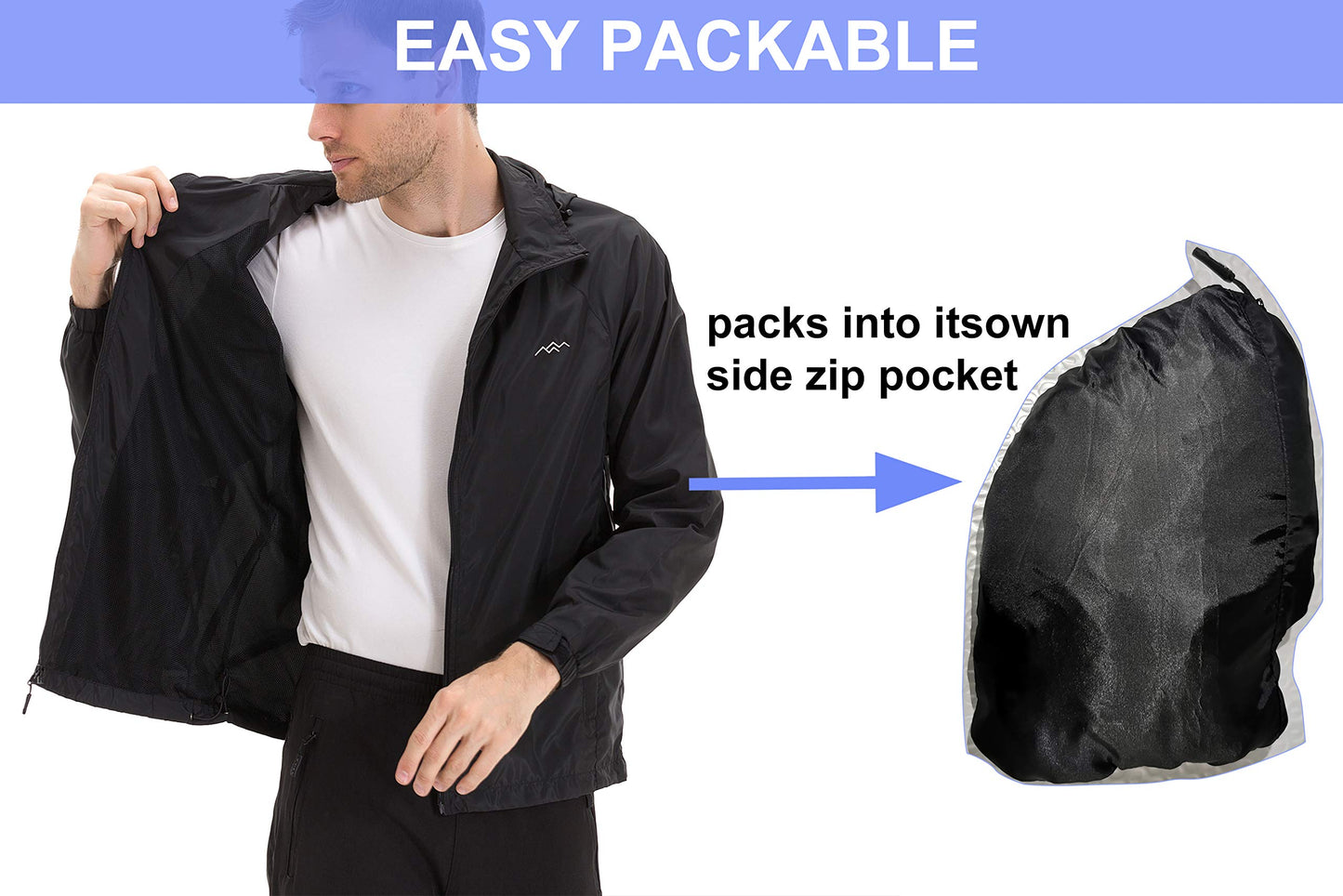 TRAILSIDE SUPPLY CO. Mens Windbreaker Jackets Lightweight Packable Jacket,Windproof and Dustproof