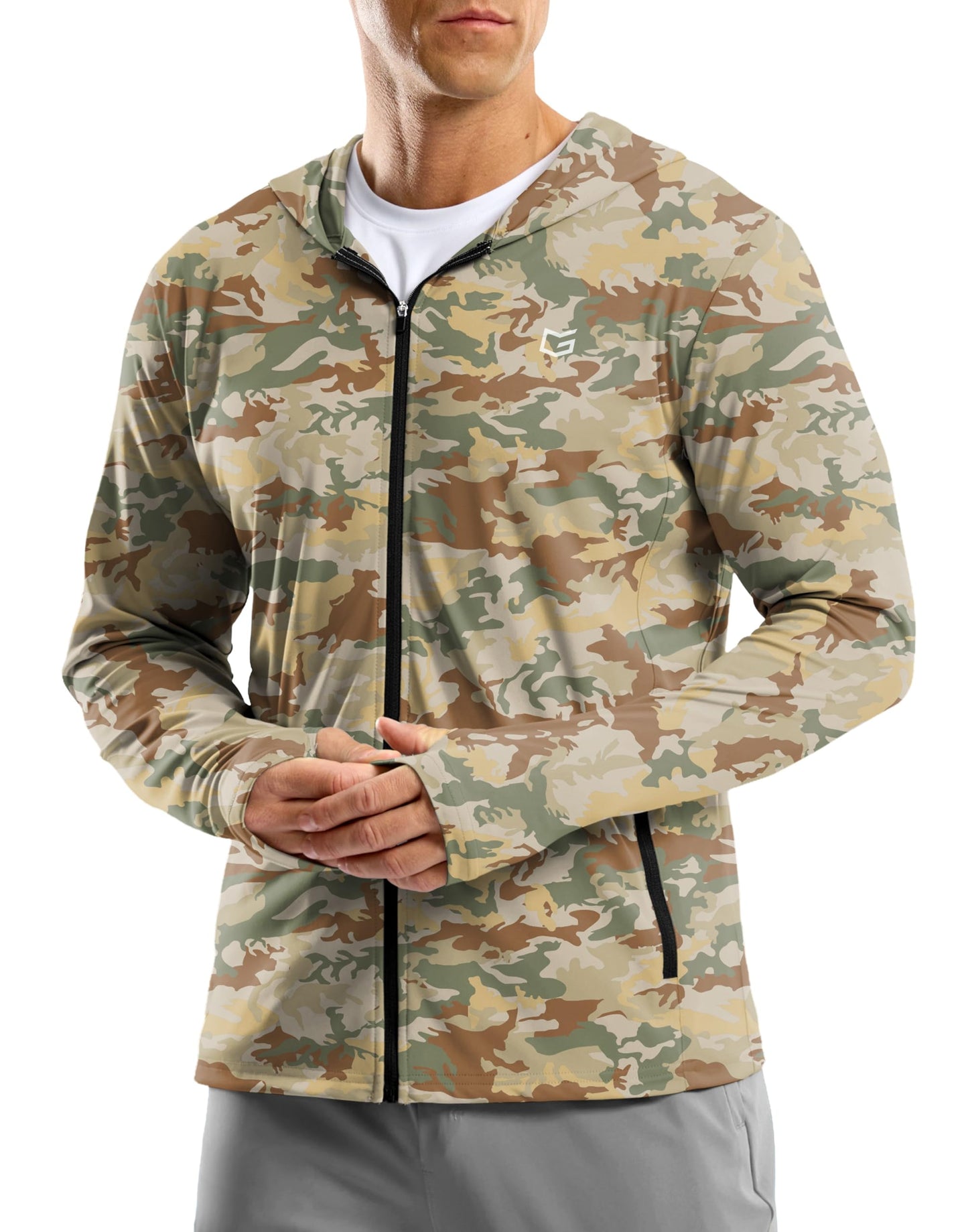 G Gradual Men's UPF 50+ Sun Protection Hoodie Jacket Lightweight Full Zip Hoodies Long Sleeve Shirts for Men Hiking Fishing