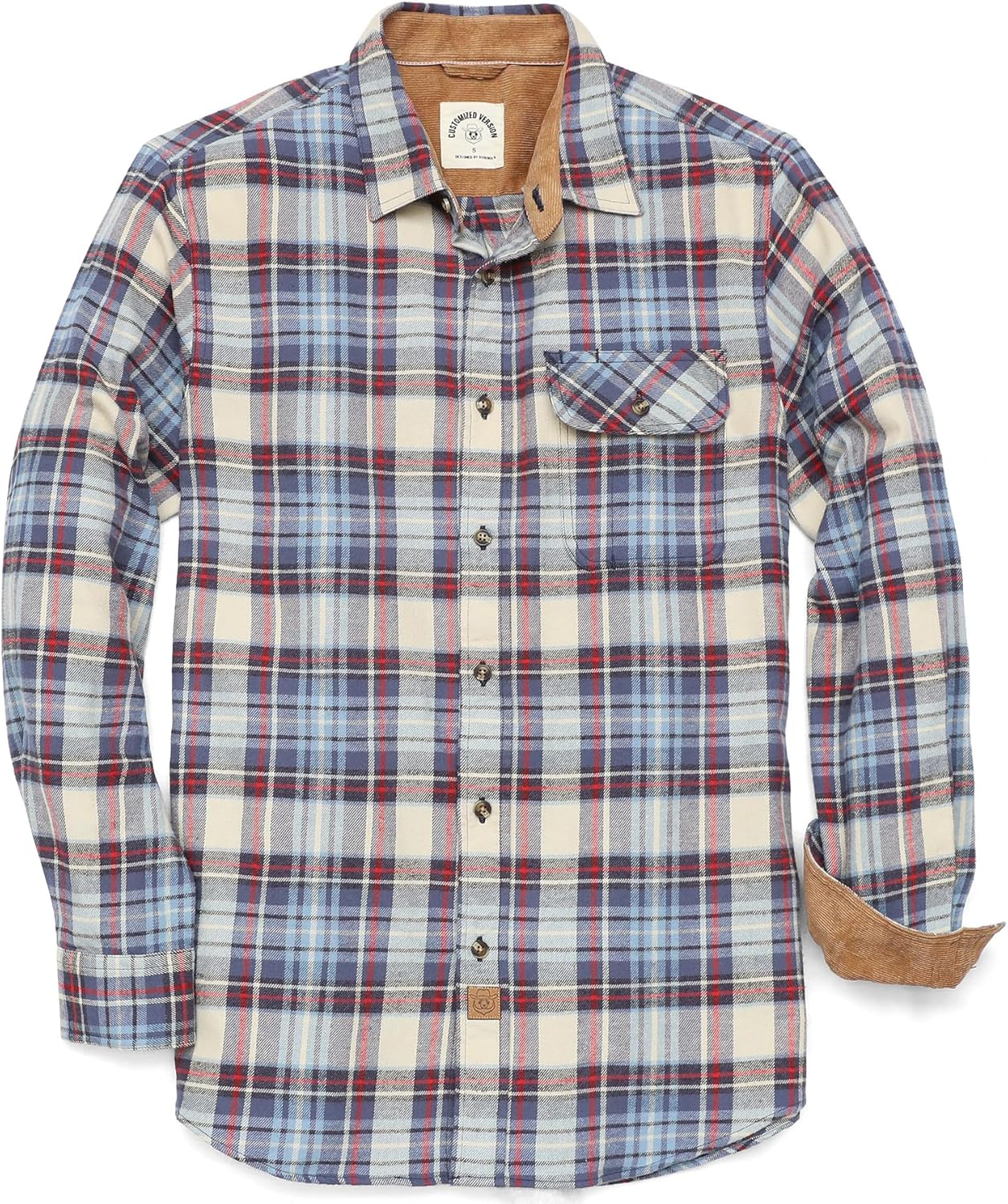 Dubinik® Mens Flannel Shirts Long Sleeve Flannel Shirt for Men Casual Button Down Brushed 100% Cotton Shirt