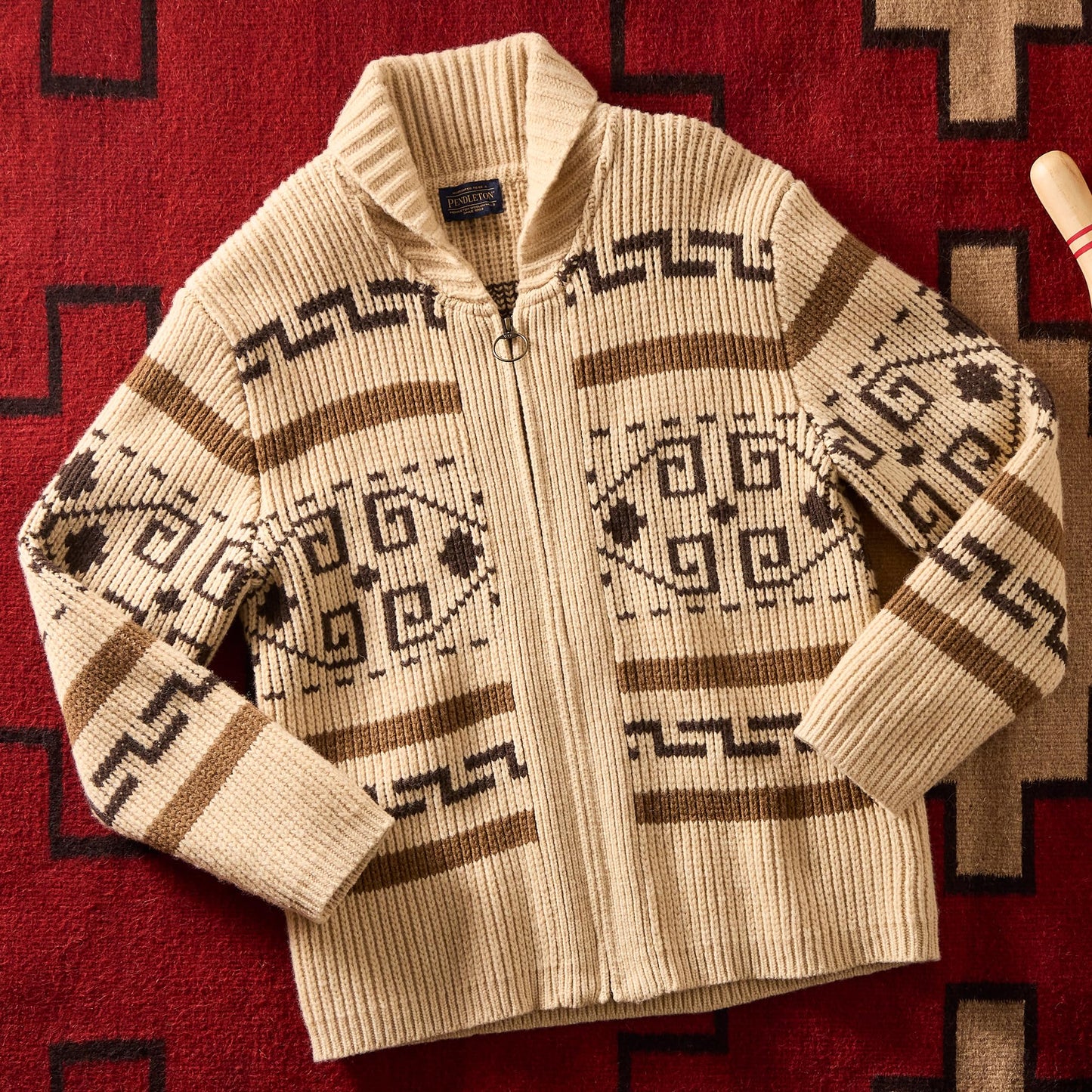 Pendleton The Original Westerley, Cardigan Sweater with Zipper and Metal Ring Loop, 100% Virgin Wool, Sweaters for Men