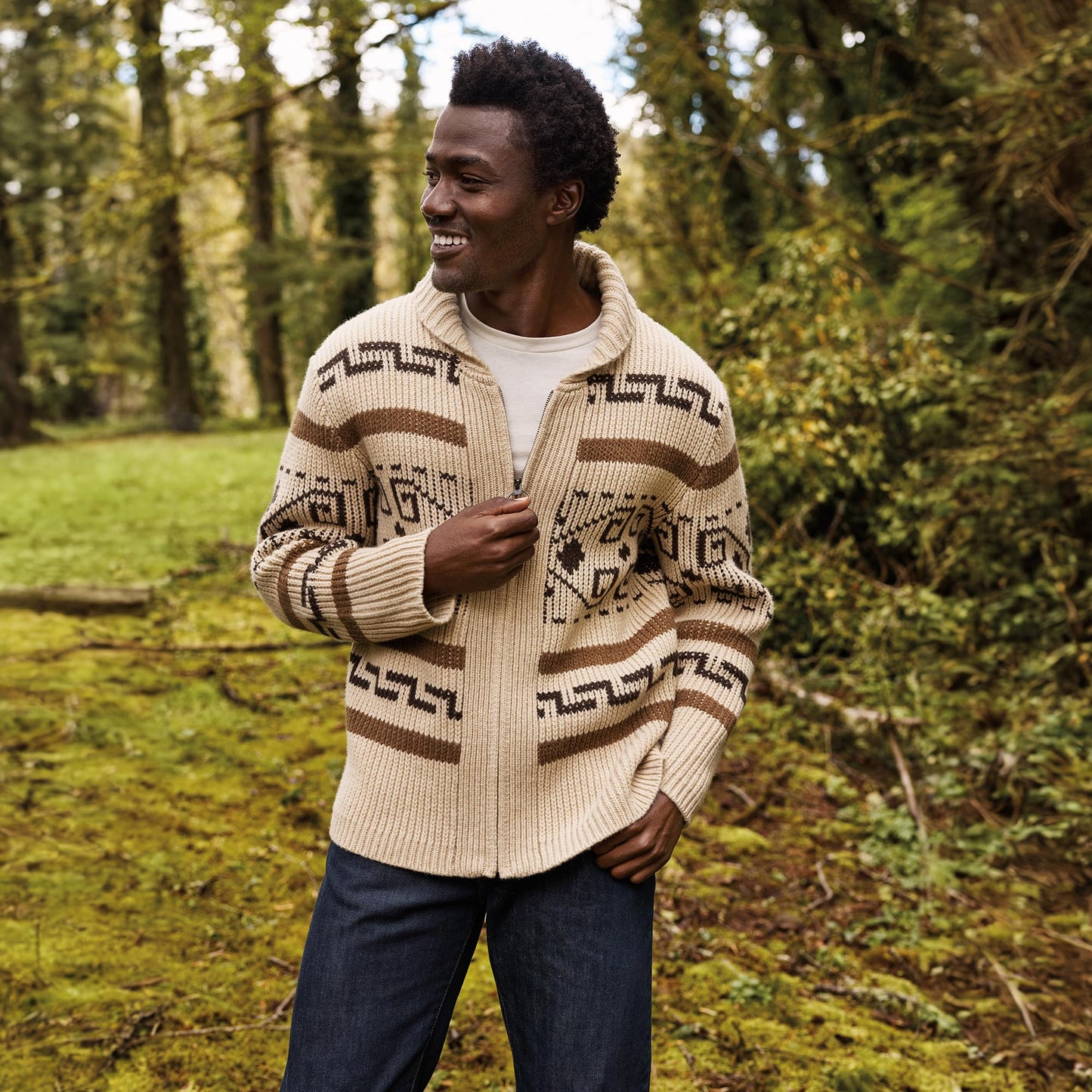 Pendleton The Original Westerley, Cardigan Sweater with Zipper and Metal Ring Loop, 100% Virgin Wool, Sweaters for Men