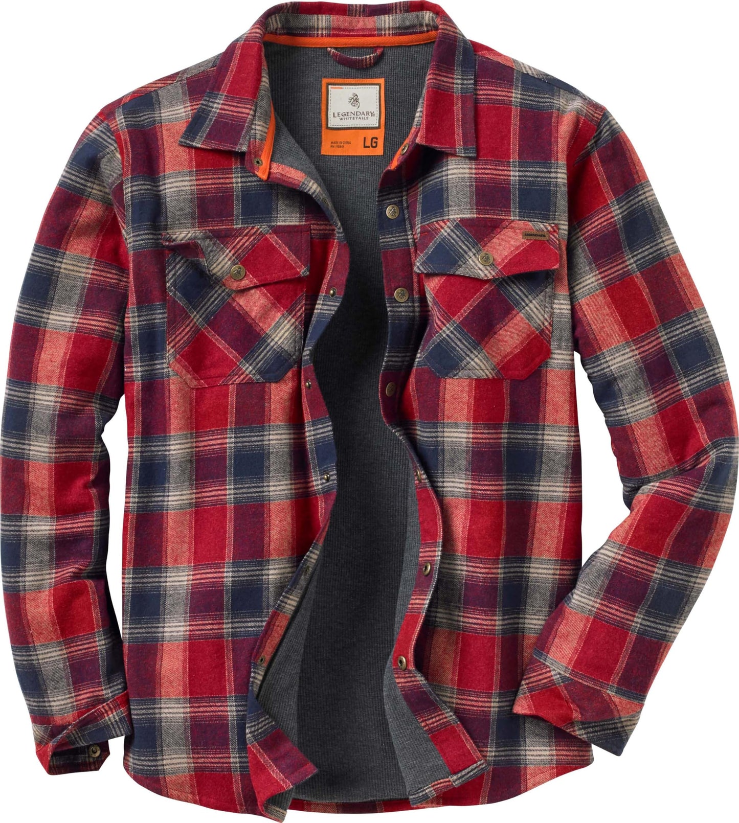 Legendary Whitetails Men's Thermal Lined Shirt Jacket Plaid Flannel Polyfill Insulated