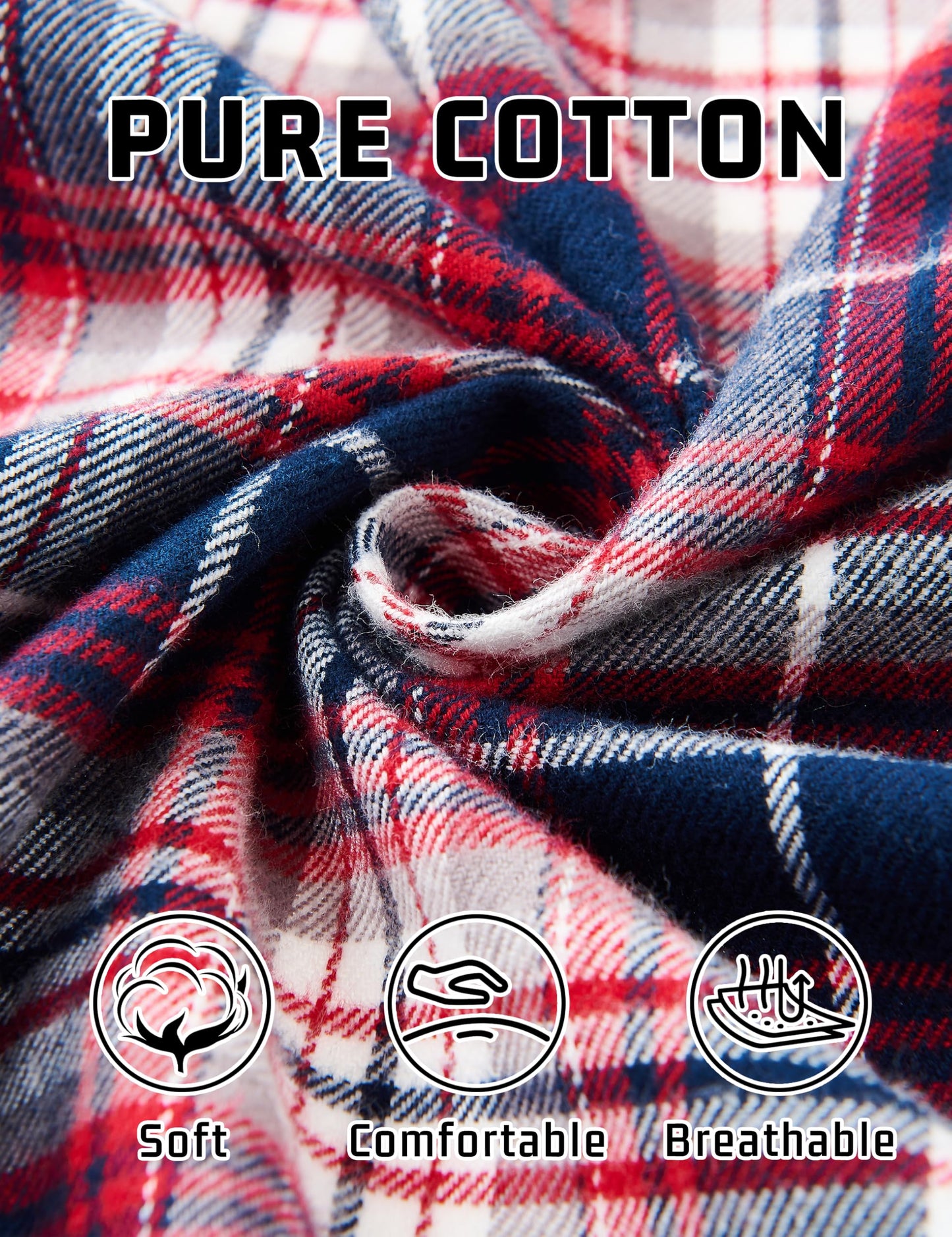 MAGNIVIT Men's Flannel Shirts Cotton Long Sleeve Plaid Casual Button Down Soft Comfortable Shirt for Men