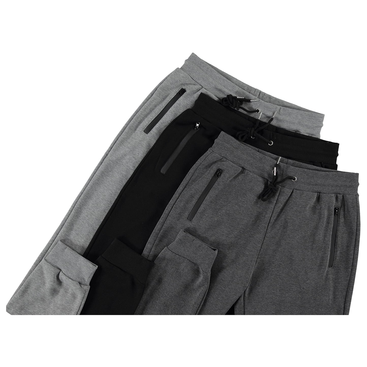 PURE CHAMP Mens 3 Pack Fleece Active Athletic Workout Jogger Sweatpants for Men with Zipper Pocket and Drawstring Size S-3XL